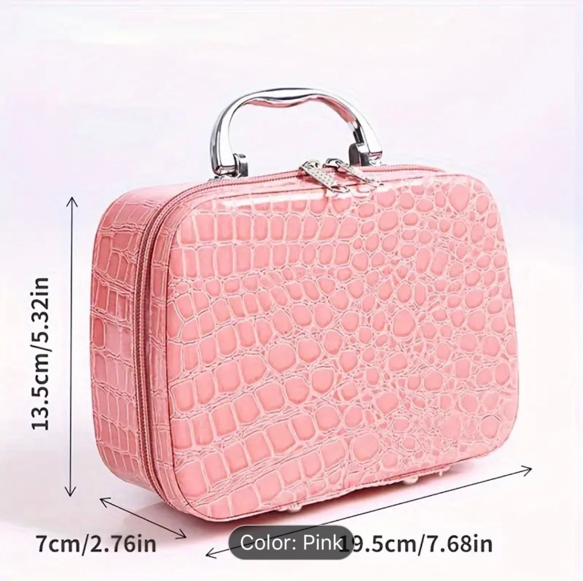 Crocodile Embossed PU Makeup Bag