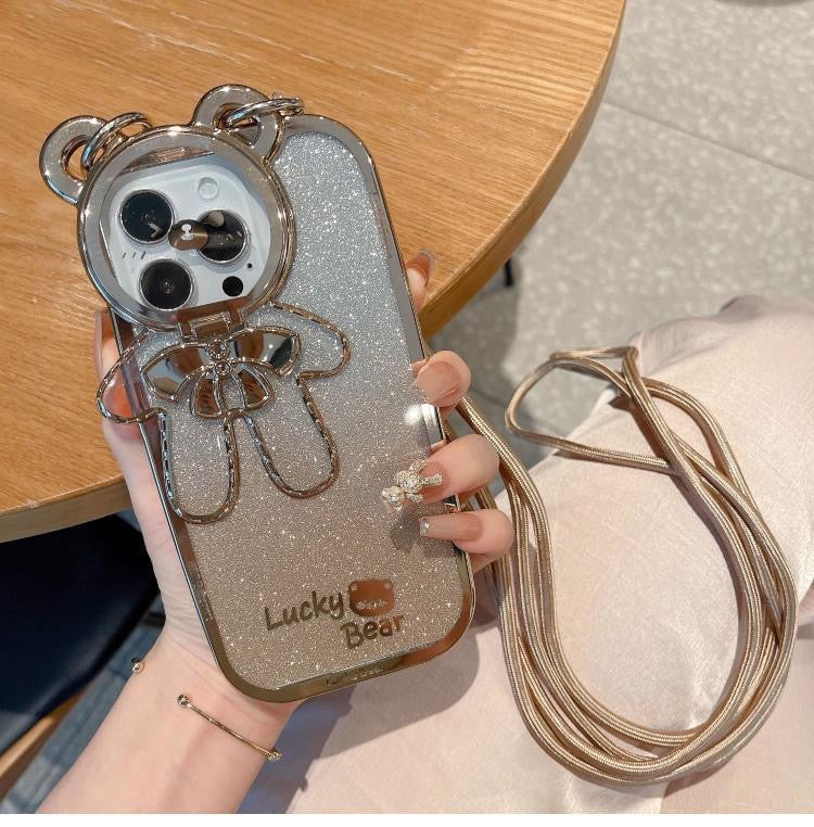 Cute Bear IPhone case with Lanyard (chain)