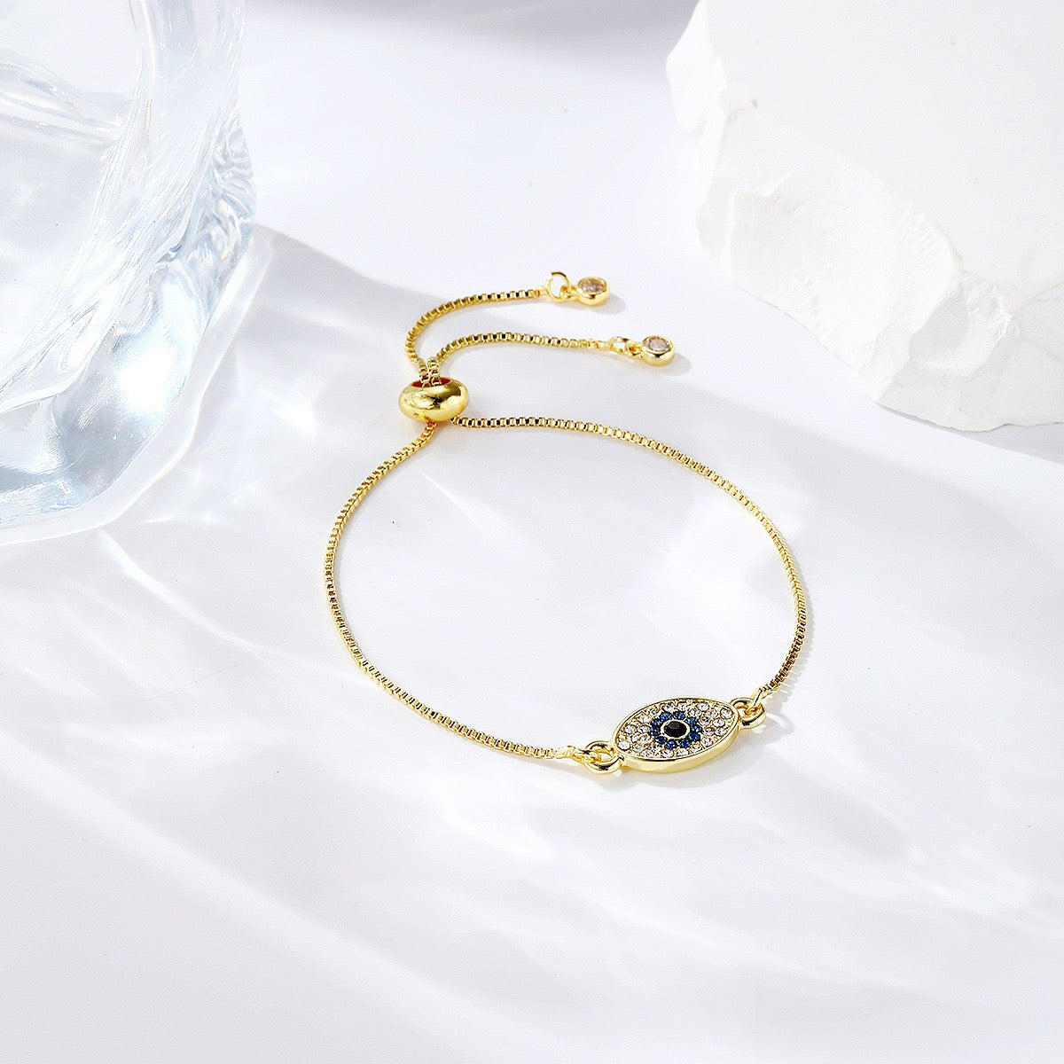 Colored zircon bracelet, square adjustable