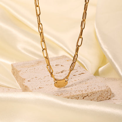 18K Gold Necklace Double -layer titanium steel necklace