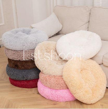 Уютная плюшевая кровать для домашних животных Estshoon Gradient с нескользящим дном, 1 теплая длинная плюшевая подушка, мягкая мебель для собак и кошек, пушистая подушка-гнездо для кошек, маленьких собак, аксессуары для собак и кошек 