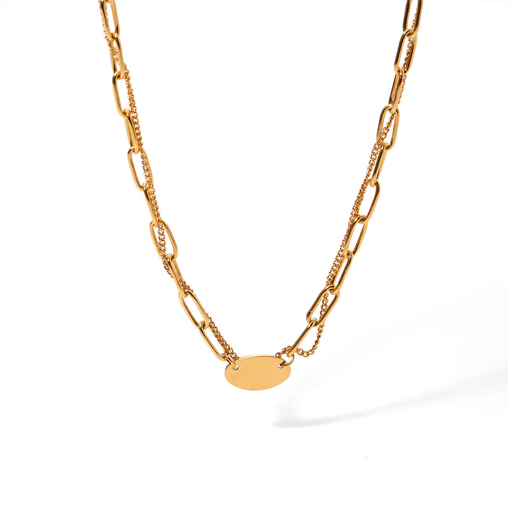 18K Gold Necklace Double -layer titanium steel necklace