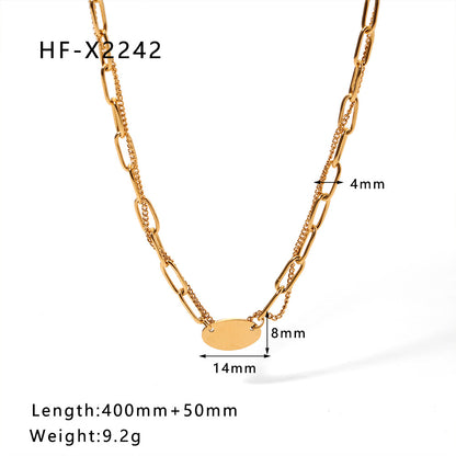 18K Gold Necklace Double -layer titanium steel necklace
