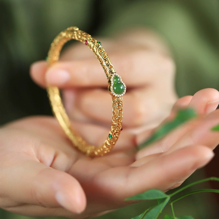 Bracelet Xiangyun gourd bracelet, ancient Chinese national court style, open bracelet, retro gold-plated hand jewelry