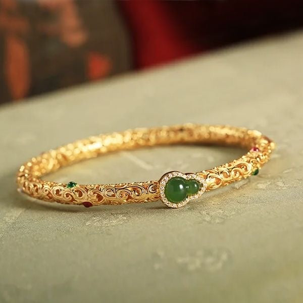Bracelet Xiangyun gourd bracelet, ancient Chinese national court style, open bracelet, retro gold-plated hand jewelry