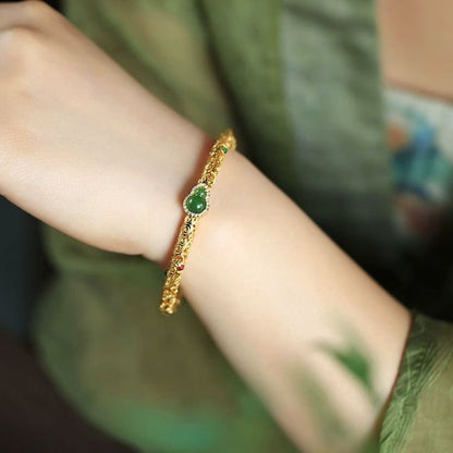 Bracelet Xiangyun gourd bracelet, ancient Chinese national court style, open bracelet, retro gold-plated hand jewelry