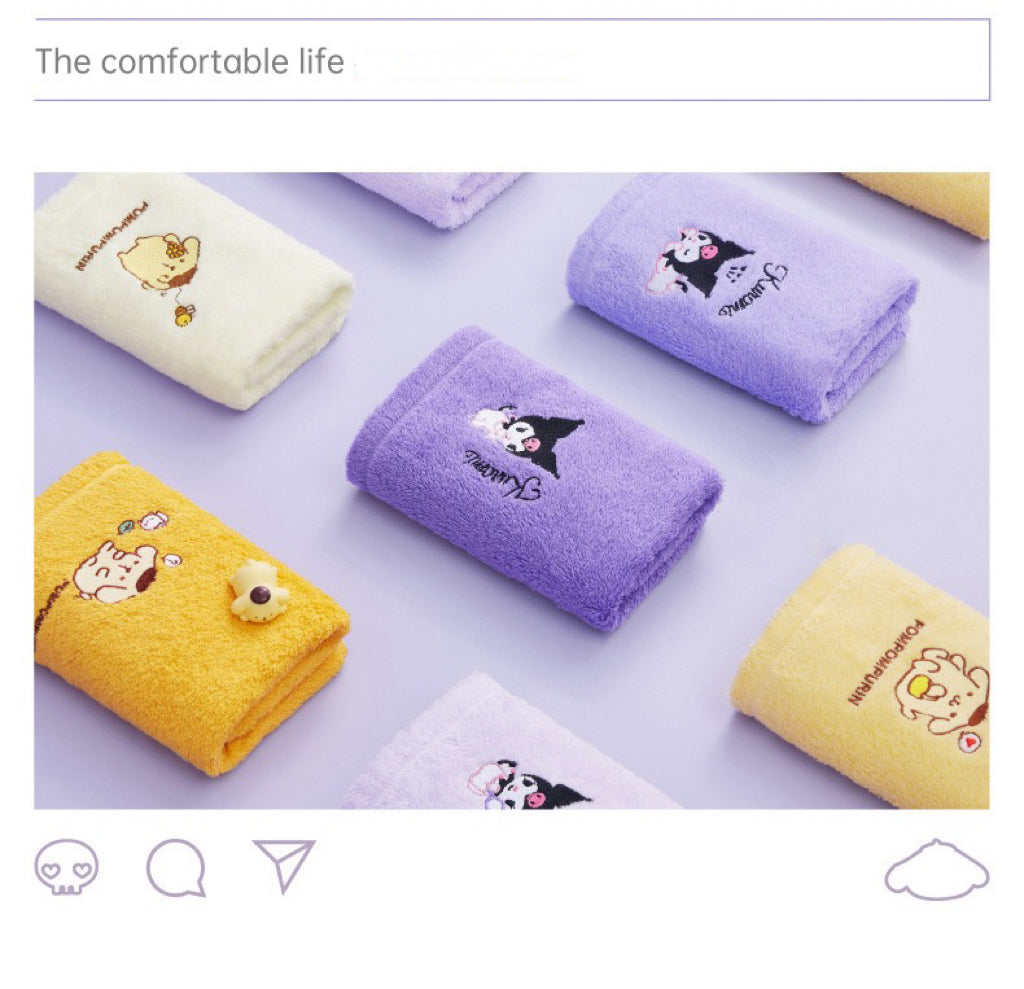 Est020011 Towel Sanrio kuromi pompom cotton towel