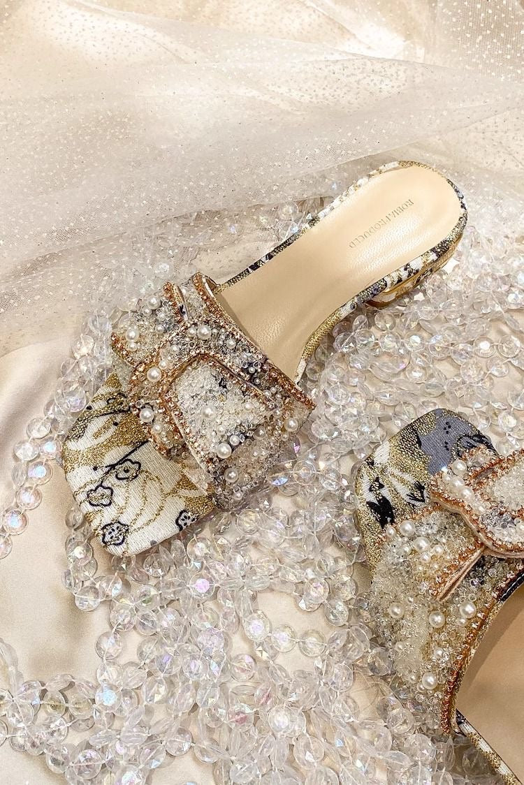 Sandals for girls with pearls and diamonds princess
