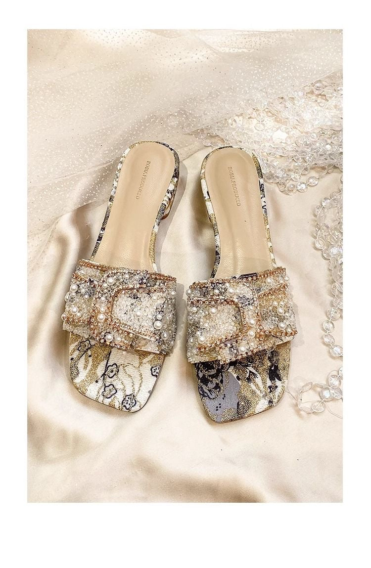Sandals for girls with pearls and diamonds princess