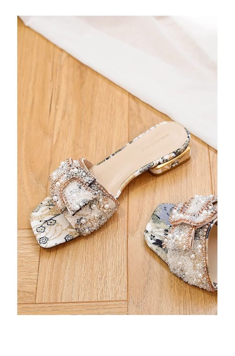 Sandals for girls with pearls and diamonds princess