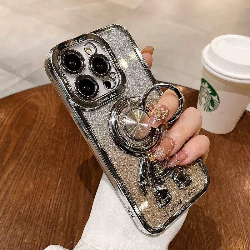 Creative 3D Astronauts decor Phone Case with Metal Ring Stand