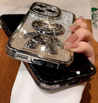 Creative 3D Astronauts decor Phone Case with Metal Ring Stand