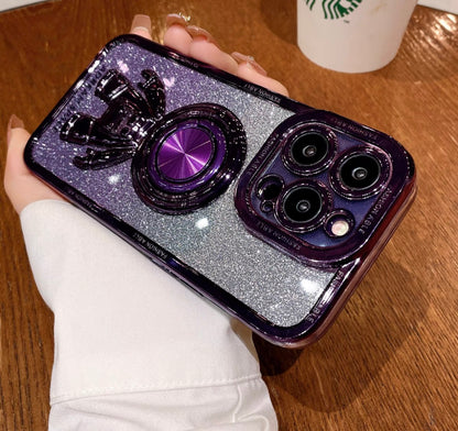 Creative 3D Astronauts decor Phone Case with Metal Ring Stand