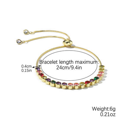 Colored zircon bracelet, square adjustable