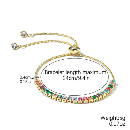Colored zircon bracelet, square adjustable