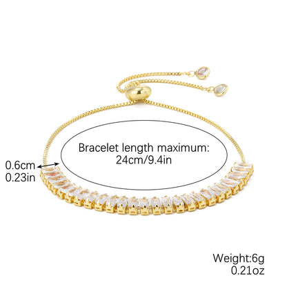 Colored zircon bracelet, square adjustable