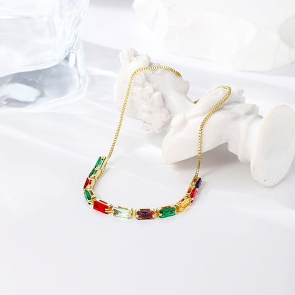 Colored zircon bracelet, square adjustable