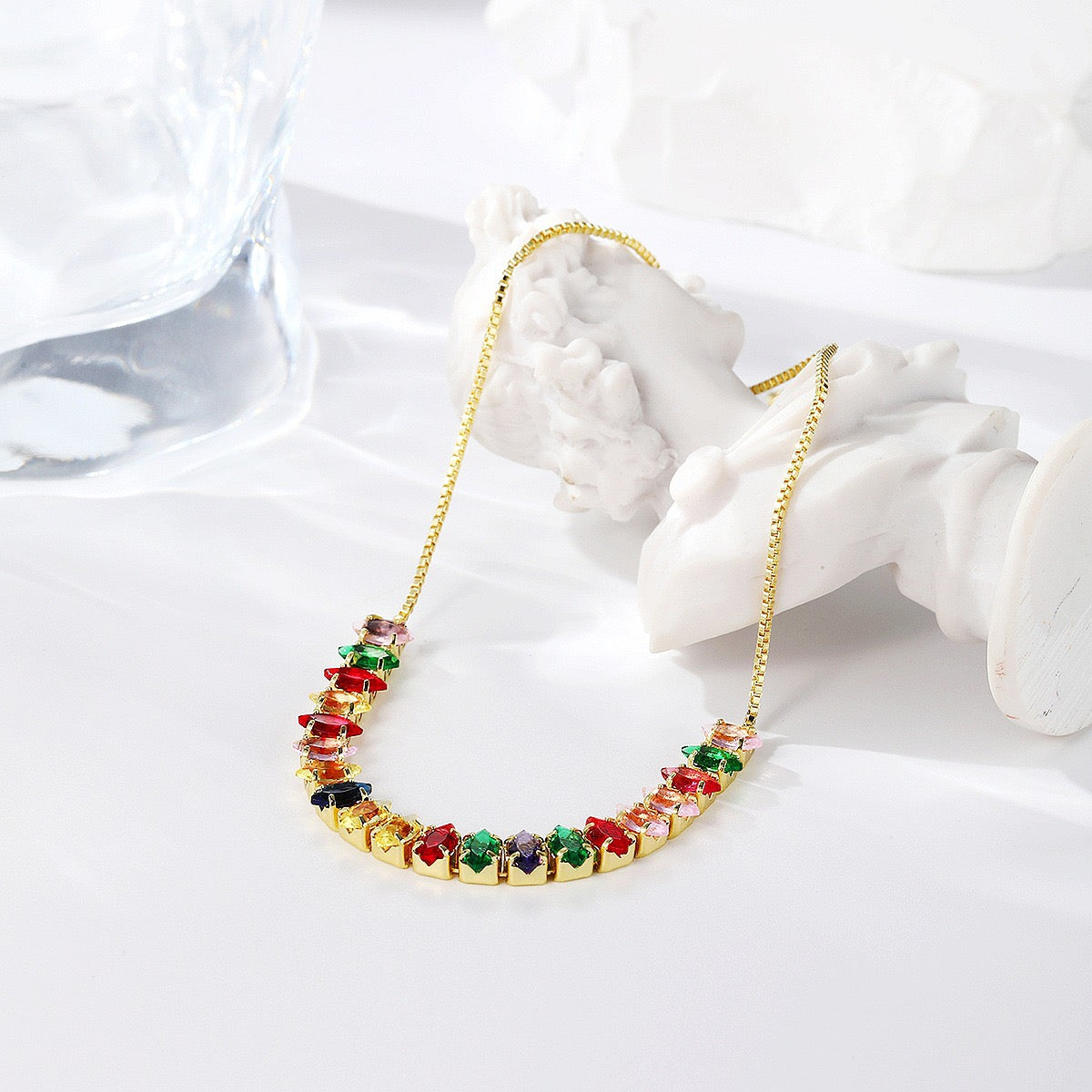 Colored zircon bracelet, square adjustable