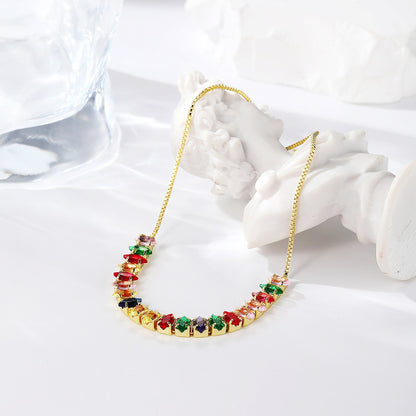 Colored zircon bracelet, square adjustable