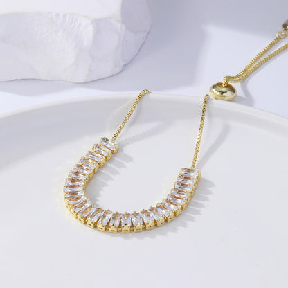 Colored zircon bracelet, square adjustable