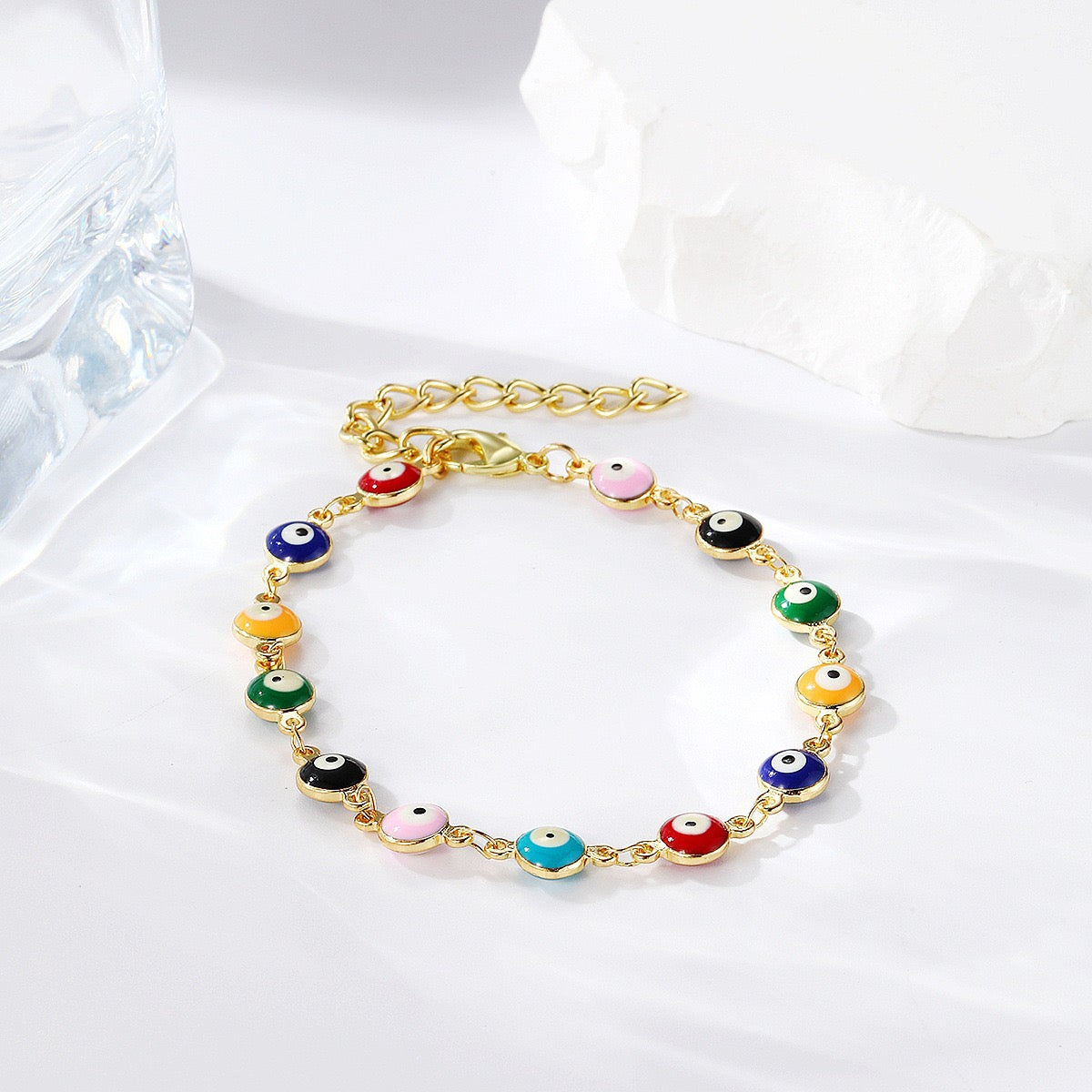 Colored zircon bracelet, square adjustable