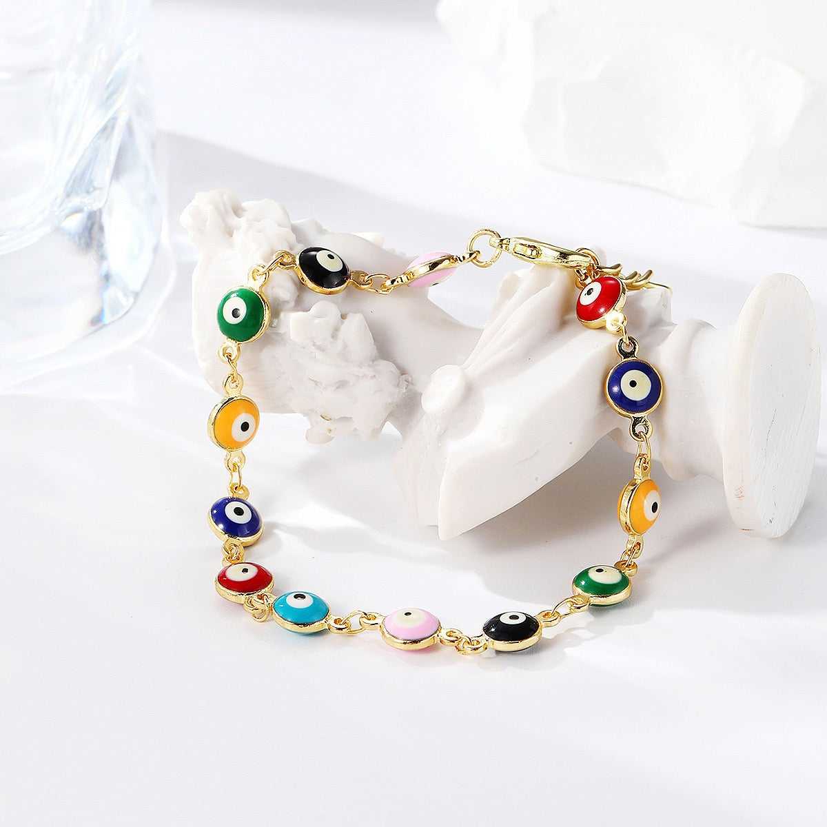 Colored zircon bracelet, square adjustable