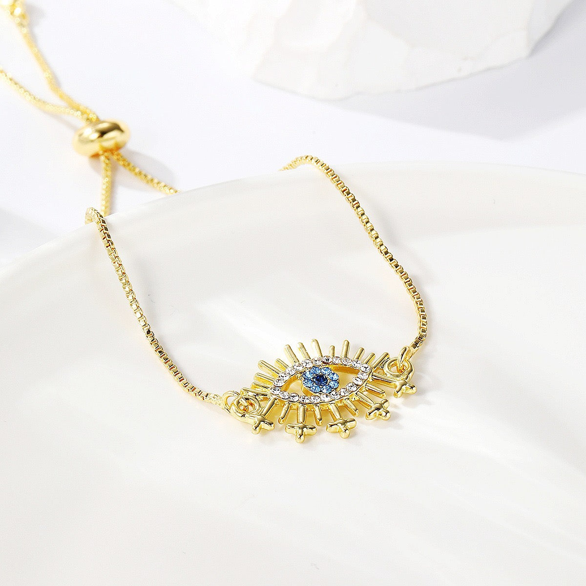 Colored zircon bracelet, square adjustable