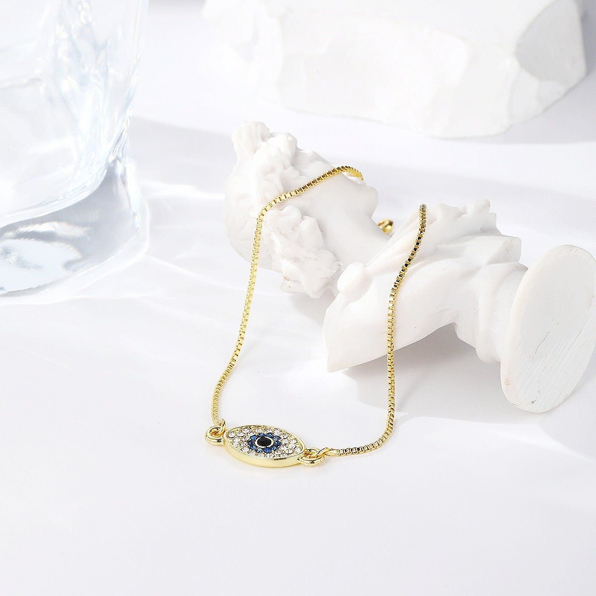 Colored zircon bracelet, square adjustable