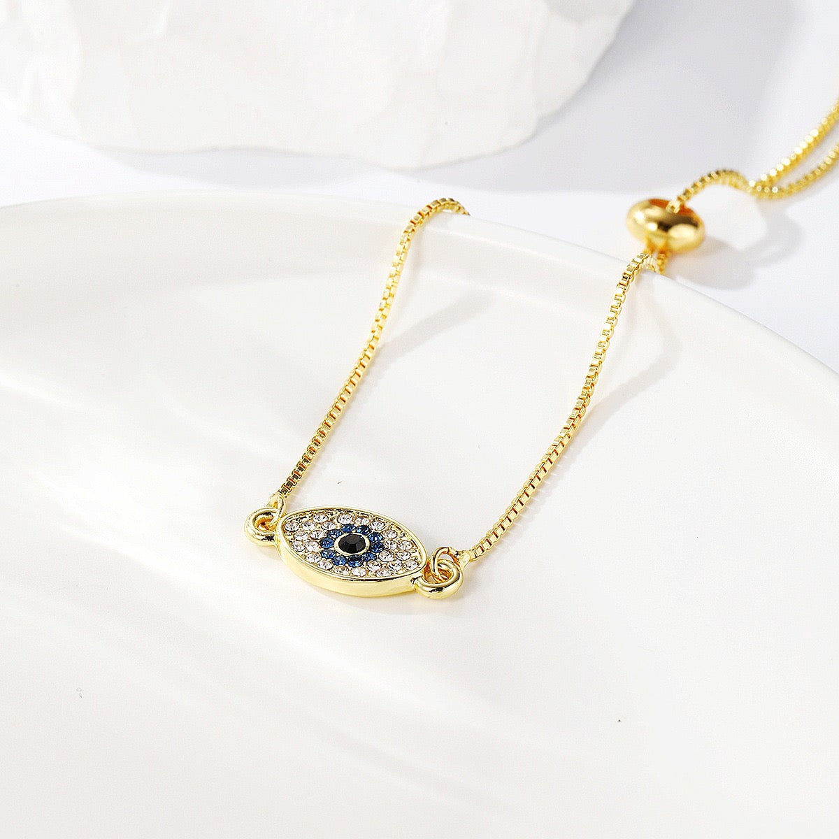 Colored zircon bracelet, square adjustable